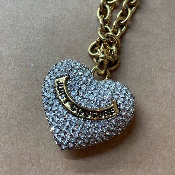 Pave heart diamond Juicy Couture long necklace - Picture 1 of 7